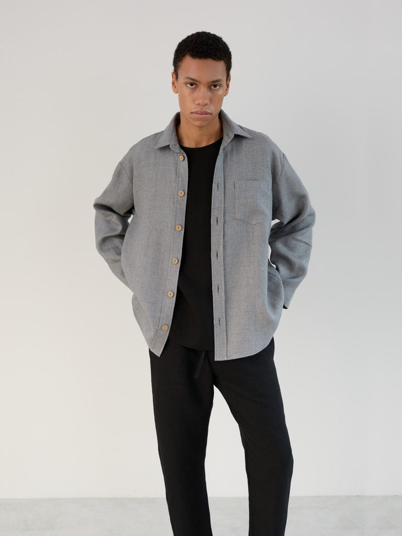 Men’s linen shirt in Heavy Wool Grey