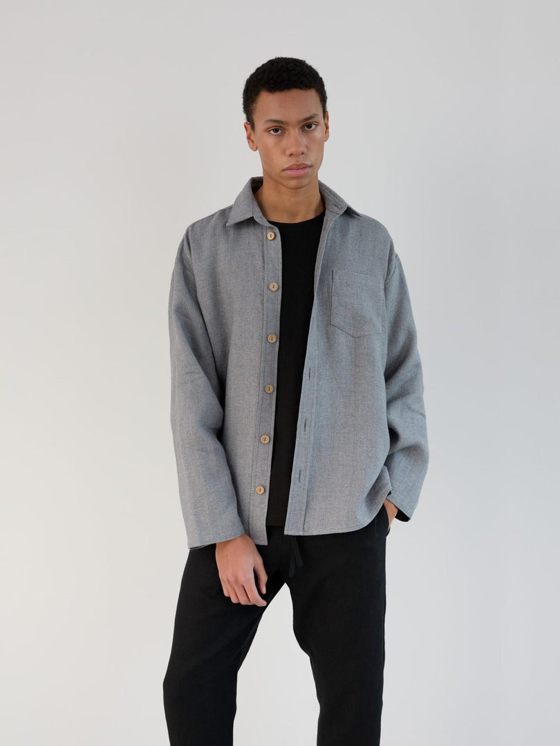 Men’s linen shirt in Heavy Wool Grey